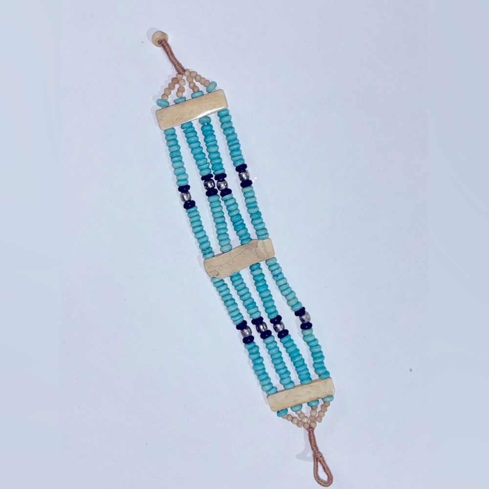Bohemian Vintage yak bone bead bracelet.  Handmade from Nepal.